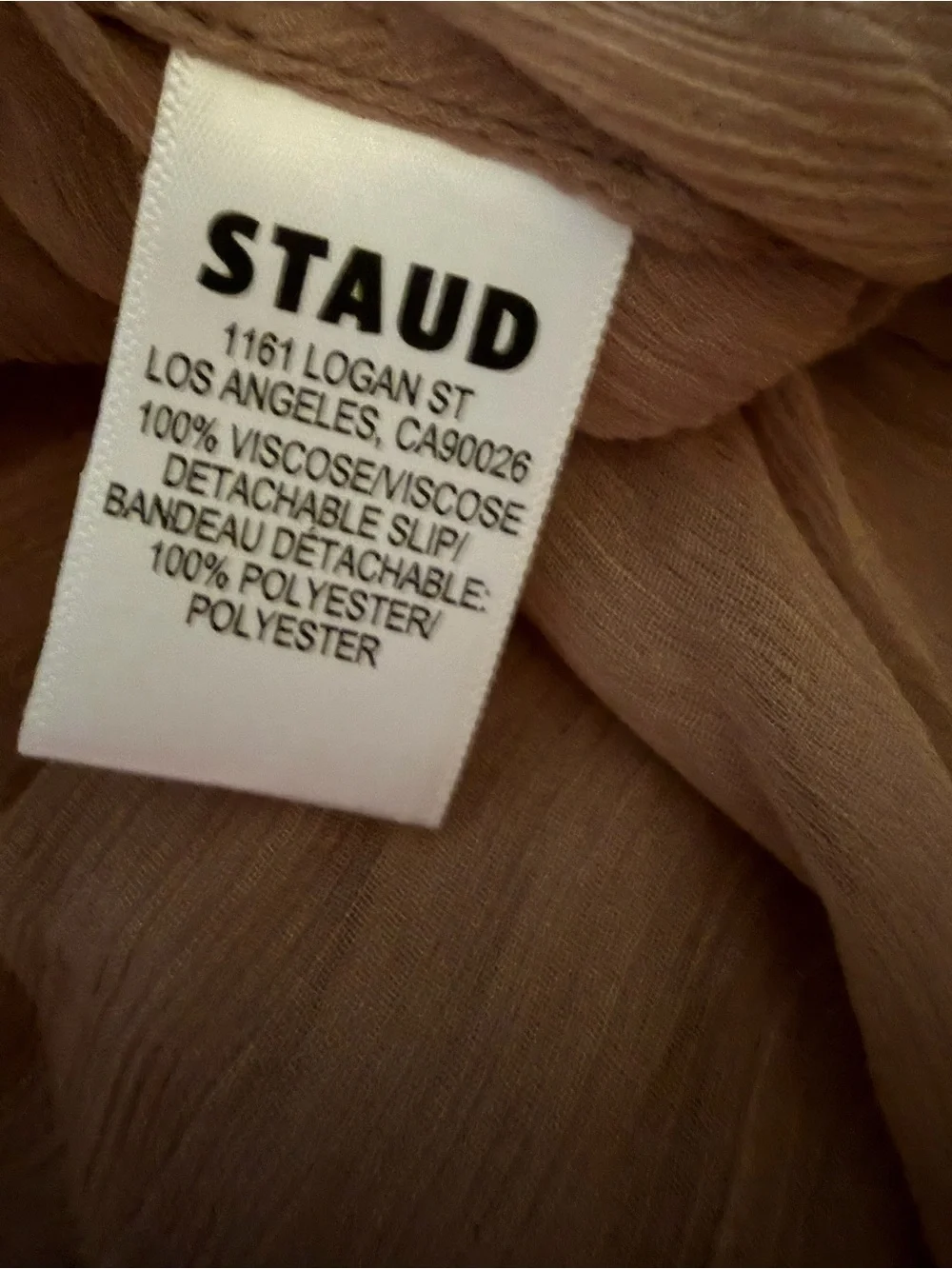 STAUD Esther Mini Dress Taupe XS NWT Sheer Keyhole Chiffon - Picture 10 of 12